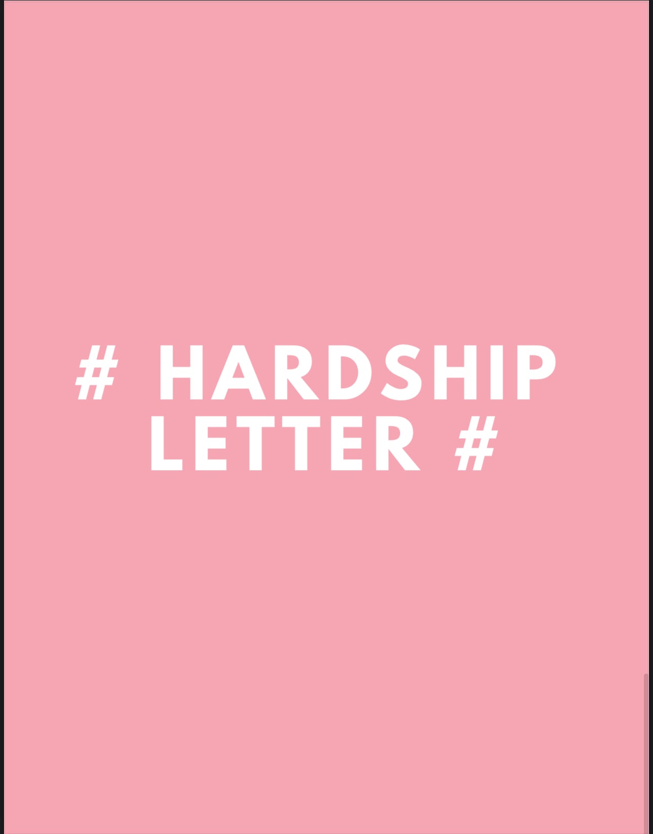 Hardship Letter